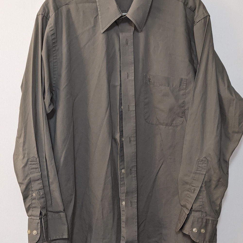 Men's Designrr Pierre Cardin Gray Dress Shirt Size 16 32/33